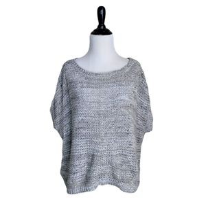 Eileen Fisher gray loose knit short sleeve sweater